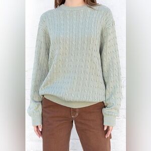 brandy Melville sage green Brianna cotton cable knit sweater